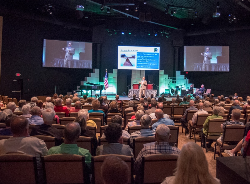 CEO Tim Thompson presents his report at the 79th annual meeting of LREC